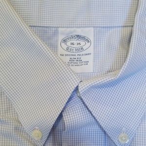 Brooks Brothers White Blue Checked 16 35 Shirt